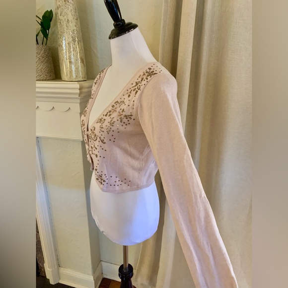 Sundance NWT pink and beaded cotton/cashmere cardigan size small - Picture 6 of 9